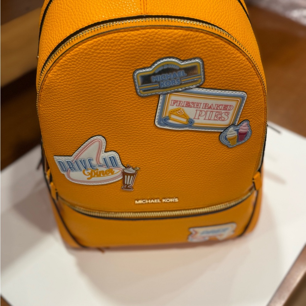 Michael Kors RHEA EMBELLISHED Vibrant Orange Backpack - Picture 2 of 14
